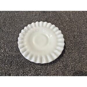 Vintage Milk Glass Hobnail Saucer Ruffled Edge 6" Unmarked